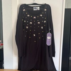 DG2 by Diane Gilman Black Top/dress with Metallic Accents size M